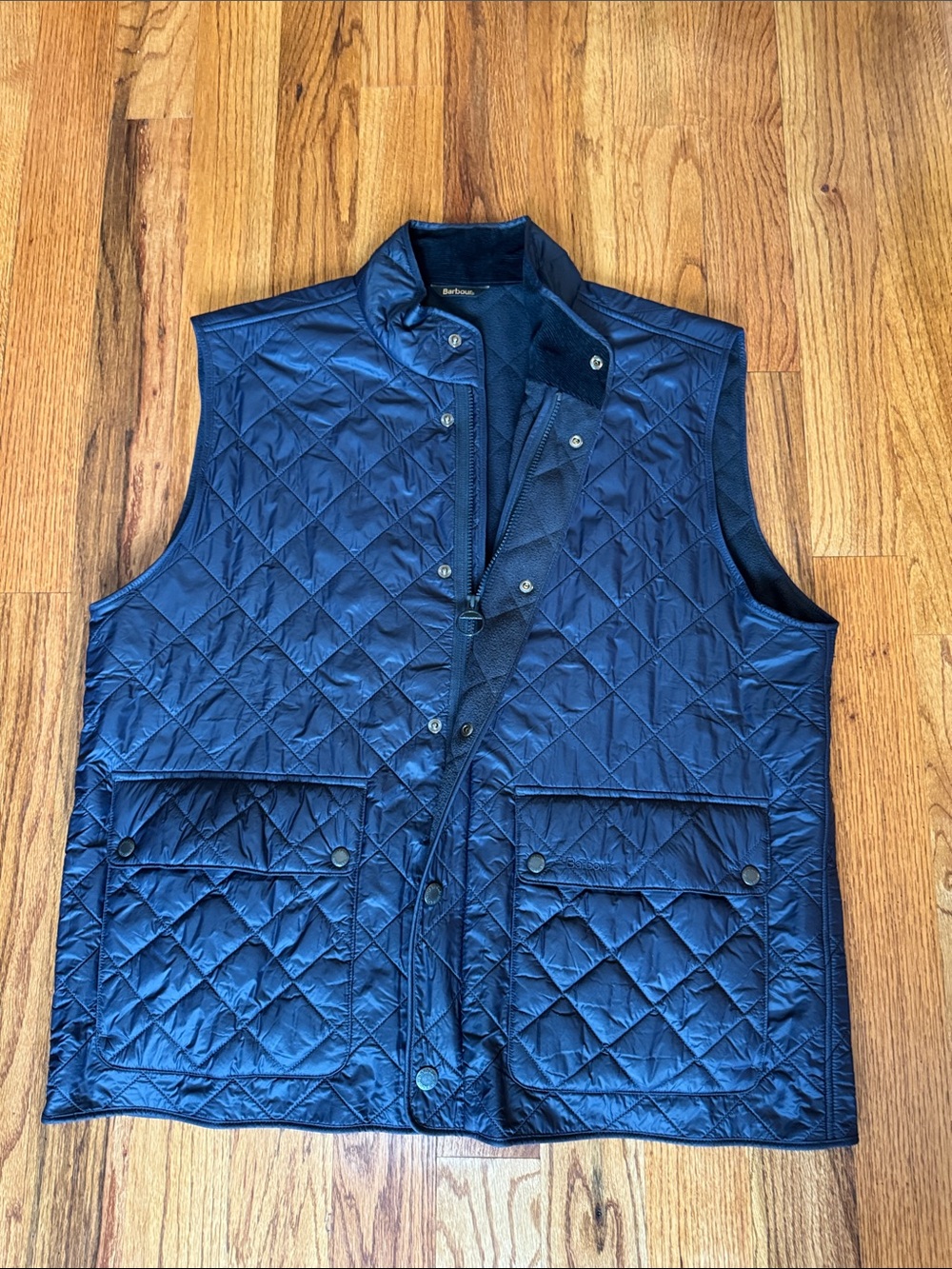 Barbour Navy Quilted Vest with Flap Pockets
